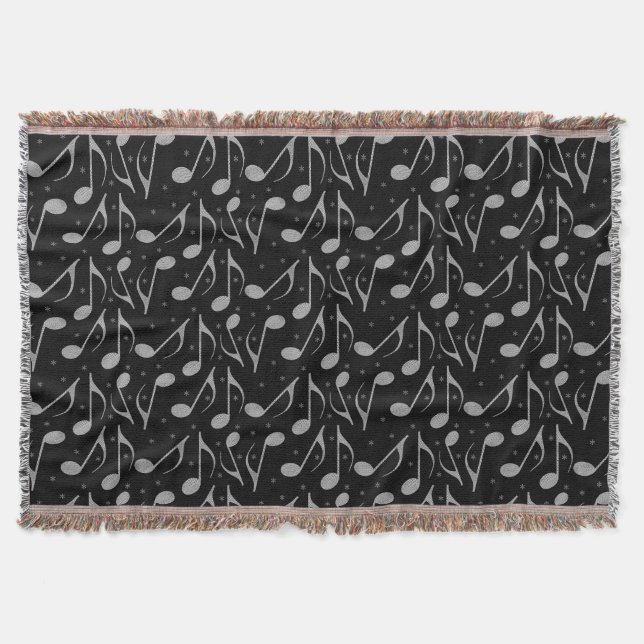 Cobertor Cute Black Houndstooth Chic Notas Musicais (Frente)