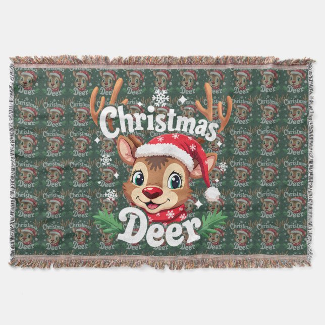 Cobertor Cute Christmas Deer Illustration (Frente)