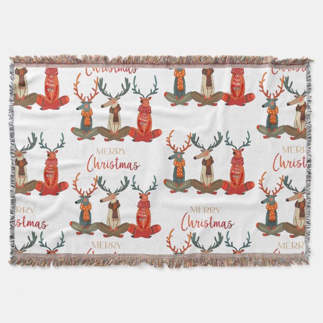 Cobertor Cute Deer. Veado de Natal em Escarvas. Humor Festi