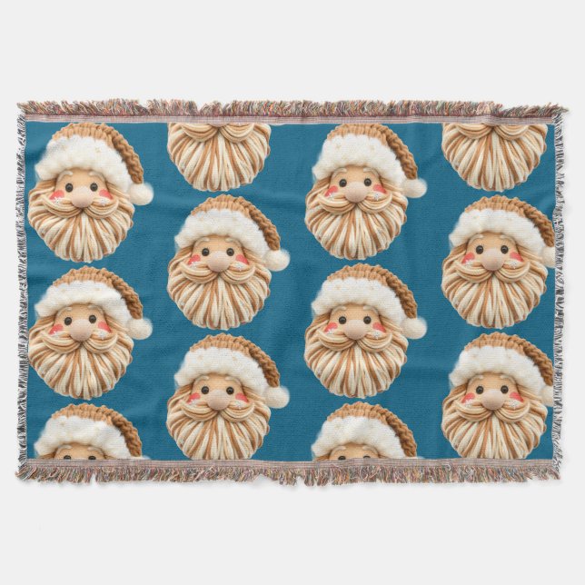 Cobertor Cute Faux Yarn Christmas Santa crochet  (Frente)