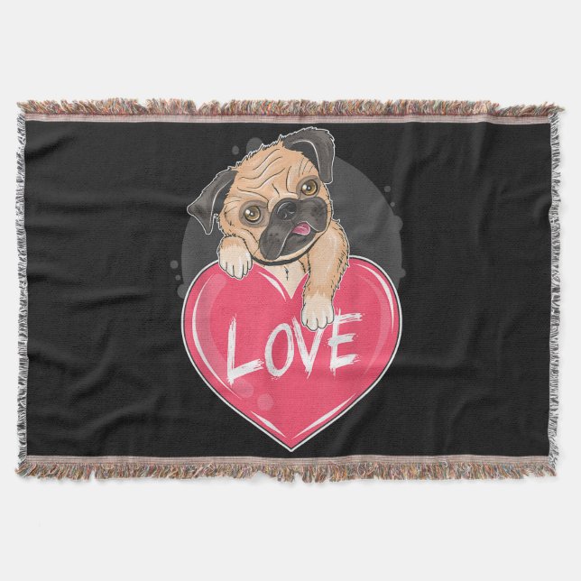 Cobertor Cute I Steal Heart Pug | Presente no Dia dos Namor (Frente)