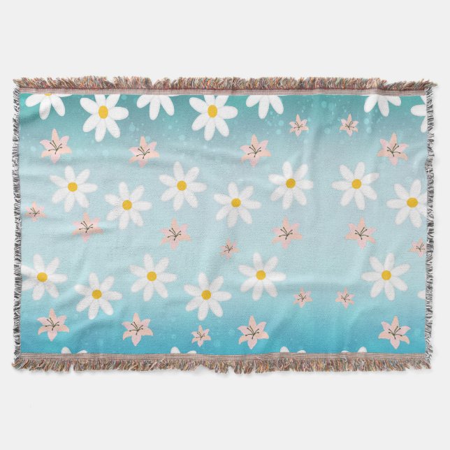 Cobertor Cute Modern Daisy flor de lírio Rustic contínuo  (Frente)