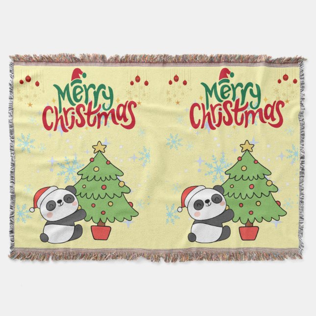 Cobertor cute panda merry Christmas blanket (Frente)