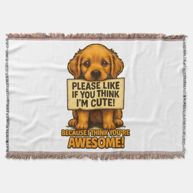 Cobertor Cute Puppy, Funny Dog Lover Quote (Frente)