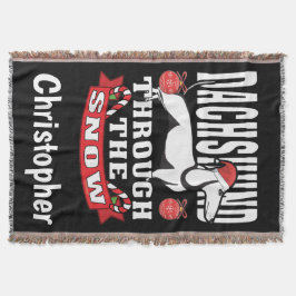 Cobertor Dachshund Personalizado Através Do Feriado De Neve