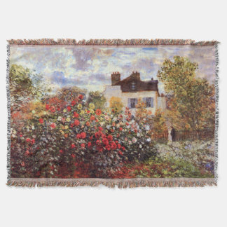Cobertor Dahlia Garden em Argenteuil Claude Monet Fine Art