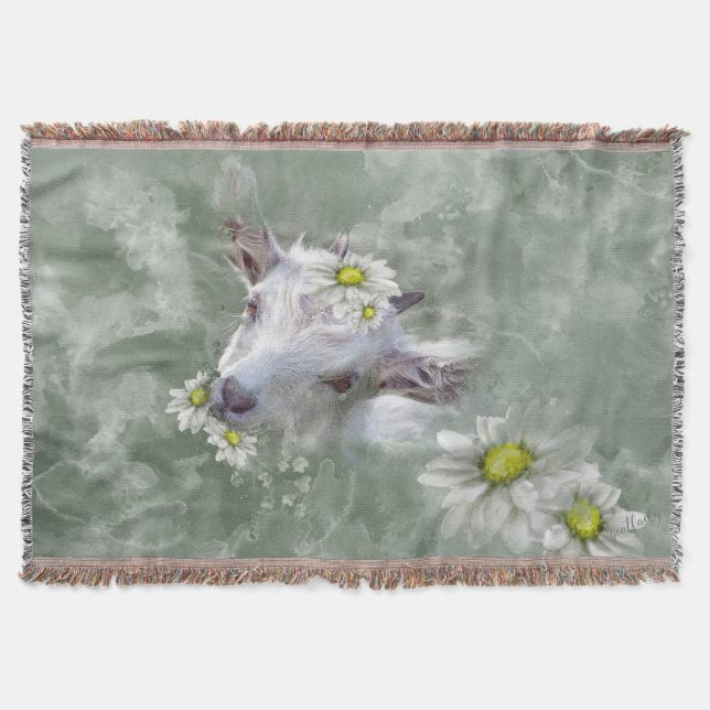 Cobertor Daisy the Baby Goat Watercolor Retrato (Frente)