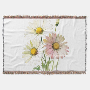 Cobertor Daisy Watercolor Flower Modern Professional