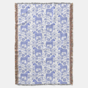 Cobertor Dala Horse Blue e White Throw Blanket