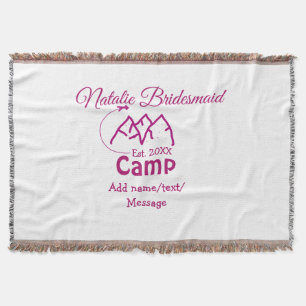 Cobertor Damas de honra do acampamento rosa adicionar nome 