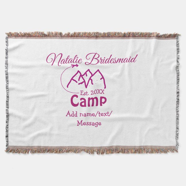 Cobertor Damas de honra do acampamento rosa adicionar nome  (Frente)