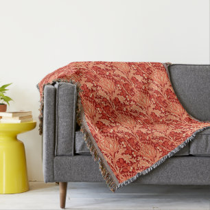 Cobertor Damasco de William Morris, profundamente laranja