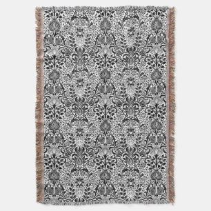 Cobertor Damasco Floral Jacobino, Preto, Branco e Cinza