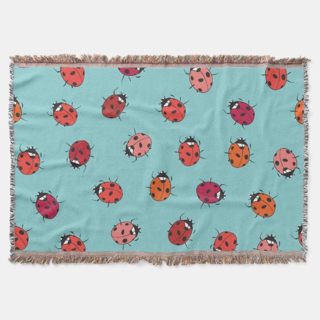 Cobertor Damybugs, fundo azul, charmoso e uniforme (Frente)