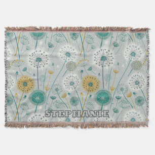 Cobertor Dandelion Whimsical - Amarelo, Branco e Teal