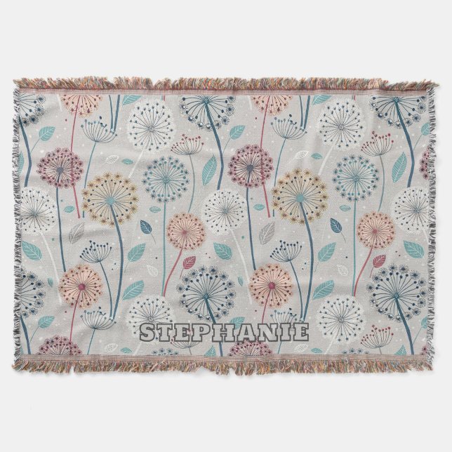 Cobertor Dandelion Whimsical - Vermelho, Amarelo, Branco e  (Frente)