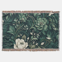 Cobertor Dark Emerald Green Floral