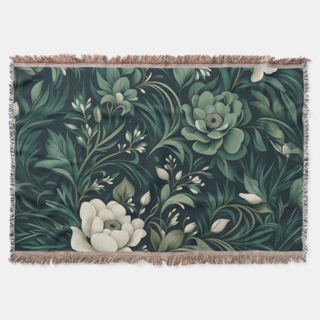 Cobertor Dark Emerald Green Floral (Frente)