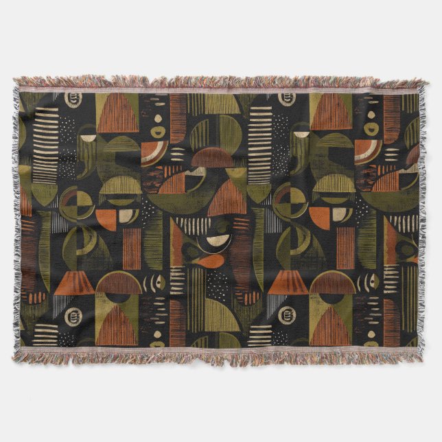 Cobertor Dark Mid Century Geometric Pattern (1) (Frente)
