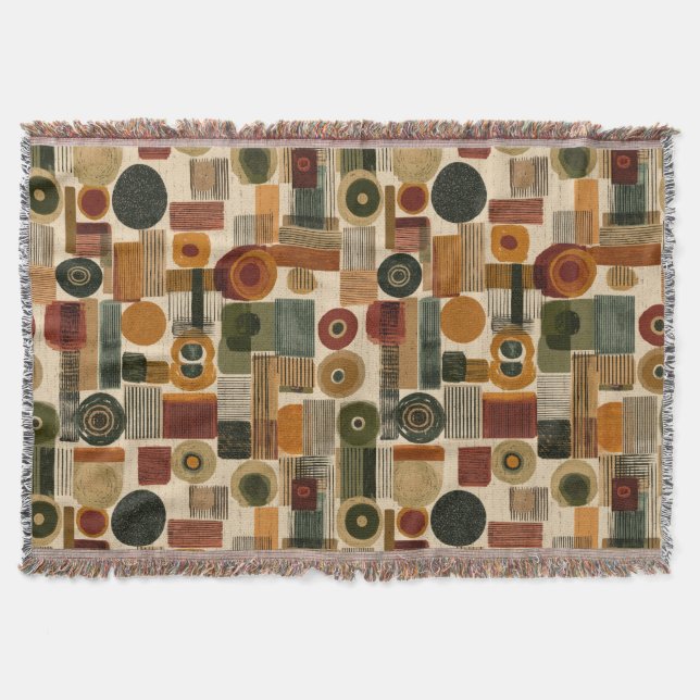 Cobertor Dark Mid Century Geometric Pattern (2) (Frente)