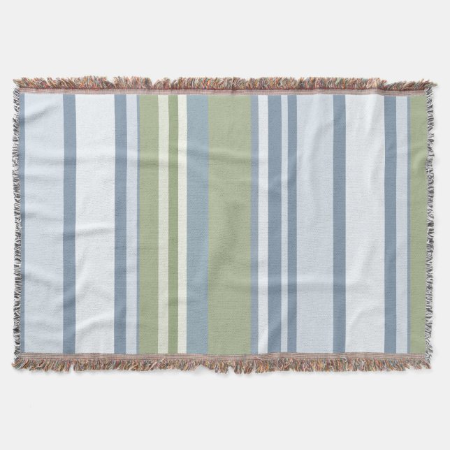 Cobertor Dark Pastel Blue and Spring Rain Stripes (Frente)