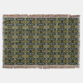 Cobertor de Arremesso Azul Dourado Preto Piso de P
