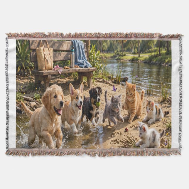 Cobertor de Arremesso Cachorrinhos & Gatinhos Rive (Frente)
