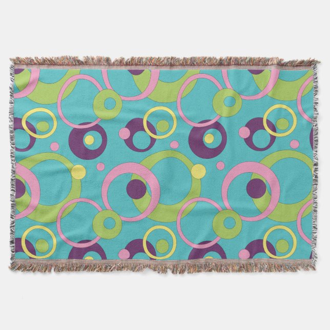 Cobertor de Arremesso de Círculos Azuis Funky (Frente)