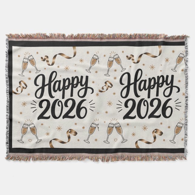 Cobertor de Arremesso - Feliz Ano Novo 2026 (Frente)