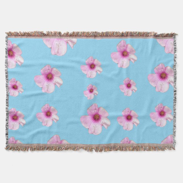 Cobertor de Arremesso Flor de Rosa Claro Azul (Frente)