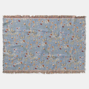 Cobertor de Arremesso Floral Boho Azul