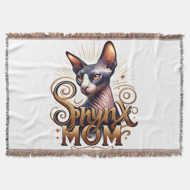 Cobertor de Arremesso Mãe de Gato Sphynx Louca por (Frente)