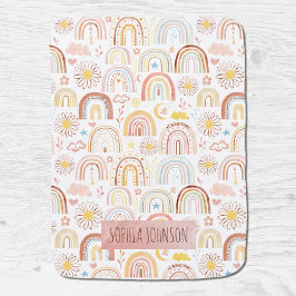 Cobertor De Bebe Abstrato dos arco-íris e flores margaridas colorid