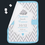Cobertor De Bebe Bebê Azul Elefante Nascimento Keepsasa🐘<br><div class="desc">⭐ ⭐ ⭐ revisão ⭐ 5 estrelas. Baby Blanket pronto para você personalizar. Apresentado em azul-bebê com corações e 🐘 elefantes de cinza em uma cinza e padrão de design de chevron branco - Produtos correspondentes disponíveis. ⭐ Este produto é 100% personalizável. Gráficos e/ou texto podem ser adicionados, excluídos, movidos,...</div>