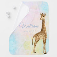 Bebê Girafa Menino Azul Fofo Nome Personalizado