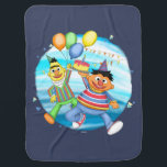 Cobertor De Bebe Bert e Ernie Birthday Balloons<br><div class="desc">Veja esta ilustração de Bert e Ernie com balões de aniversário coloridos!</div>