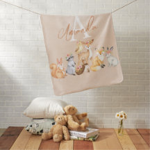 Blanket de Bebê Animal da Floresta Personalizada
