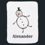 Cobertor De Bebe Bonito Natal Personalizado Snowman Baby Blanket<br><div class="desc">Este cobertor personalizado de bebê de Natal apresenta o boneco de neve da 'Tripulação de Natal'. Um grupo de personagens bonitinhos de Natal que adoram se divertir e fazer malícia no Natal.</div>