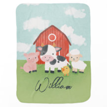 Boys Cute Watercolor Farm Animal Barnyard