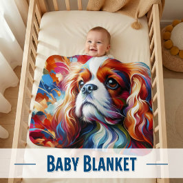 Cobertor De Bebe Cavalier King Charles Spaniel Dog Acrylic Art