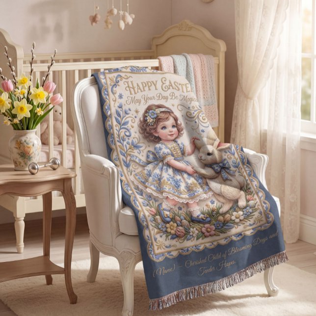Cobertor de Bebê Coelho da Páscoa Personalizável (Criador carregado)