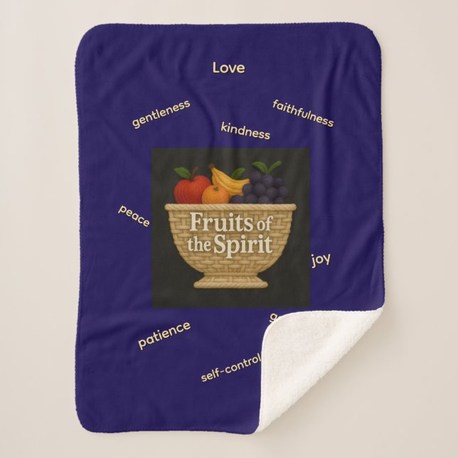 Cobertor de bebê com lã Sherpa Frutos do Espírito (Frente)