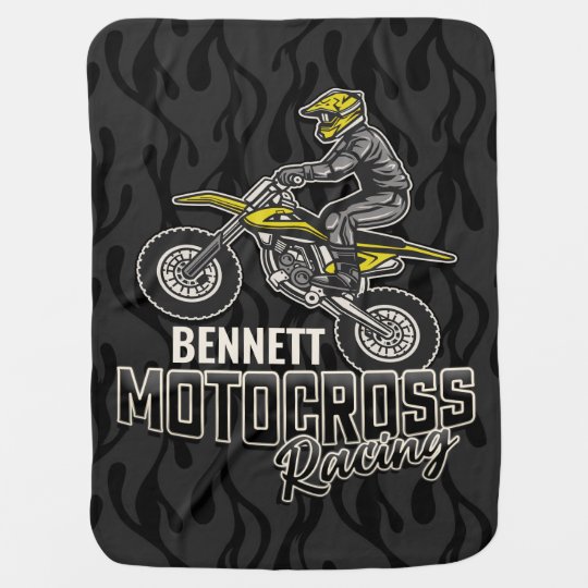 Cobertor De Bebe Corrida De Motocross De Bicicleta Dirt Name Person Zazzle Com Br