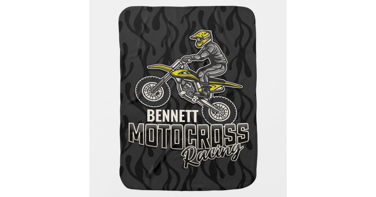 Cobertor De Bebe Corrida De Motocross De Bicicleta Dirt Name Person Zazzle Com Br