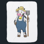 Cobertor De Bebe Cow as Farmer with Pitchfork<br><div class="desc">This design is the perfect gift for a birthday,  Christmas and other celebrations. It is suitable for women,  men and kids.</div>