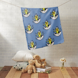 Cobertor De Bebe Cute Baby Chick Cust. BG Color Blue Baby Blanket