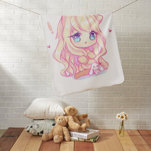 Cobertor De Bebe kawaii, anime, garota, apenas, que, ama, esboça