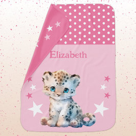 Cobertor De Bebe Leopardo-bonito adiciona nome bolinhas estrelas ro
