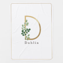 Letra D Elegante Dourado + Verde Botânico