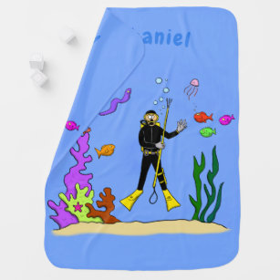 Cobertor De Bebe Mergulhador engraçado e desenho animado de criatur